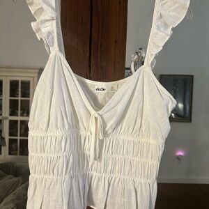 Dickies White Ruffle Strap Top